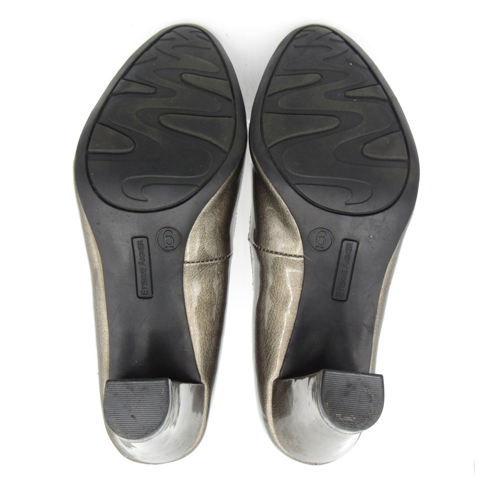 Etienne Aigner Bronze Pumps Faux Patent Leather 2.75 Inch Heel Size 6M - Picture 5 of 7